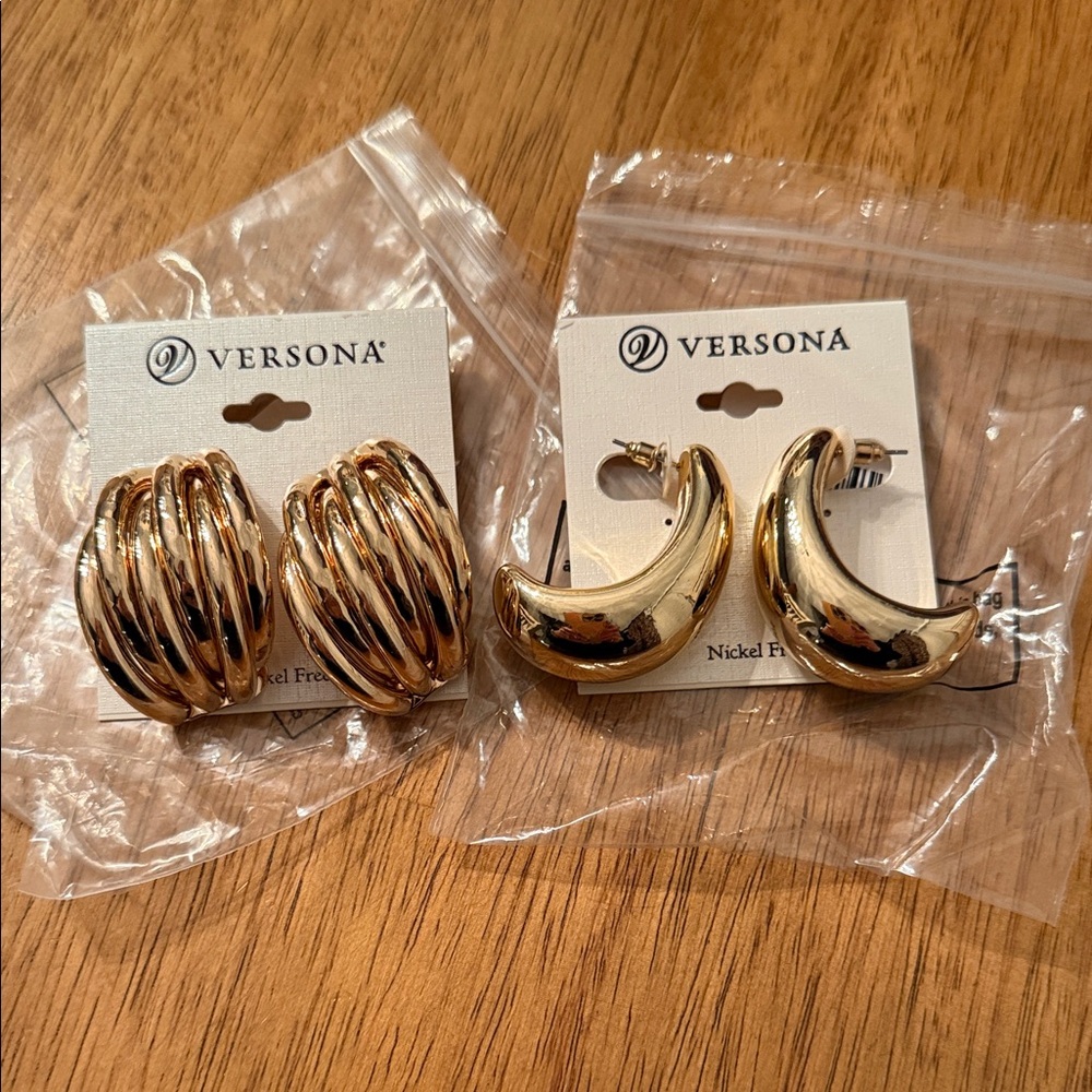 Versona Shiny Gold Statement Earrings